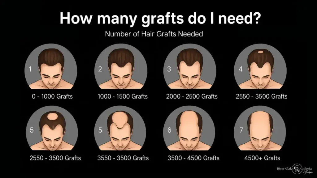 Thick, full hair restoration styling after hair grafts at ROG Hair Institute.