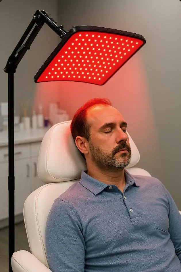 Red light therapy device for hair growth treatment at ROG Hair Institute.